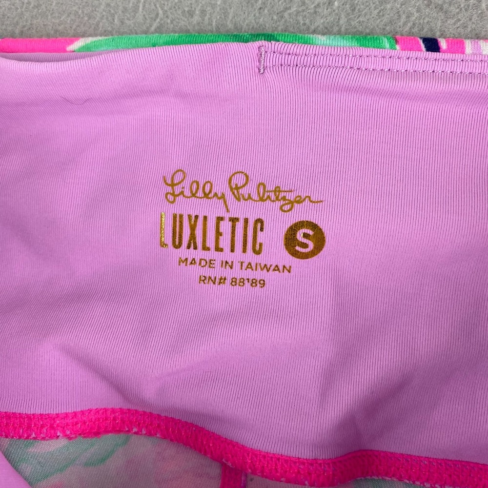 Lilly Pulitzer Luxletic S Low Rise Crop Leggings Hot Pink Floral Print Active - Picture 3 of 11